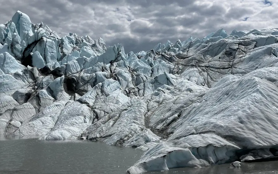 Ice cleats on a boot at the edge of the Matanuska Glacier