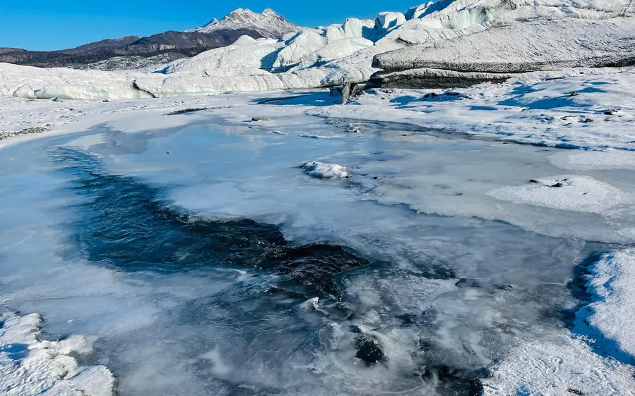 A guided walk across the blue ice of the Matanuska Glacier